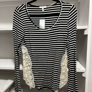 $5 Sweaters, Tops and Tees!!! Delia's L/S Stripe Tee NWT lace insets Sm